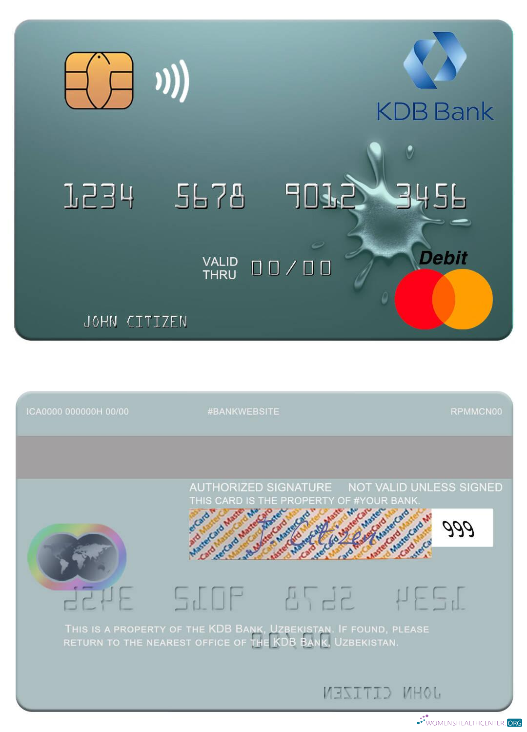 Download Uzbekistan KDB Bank mastercard Photoshop template